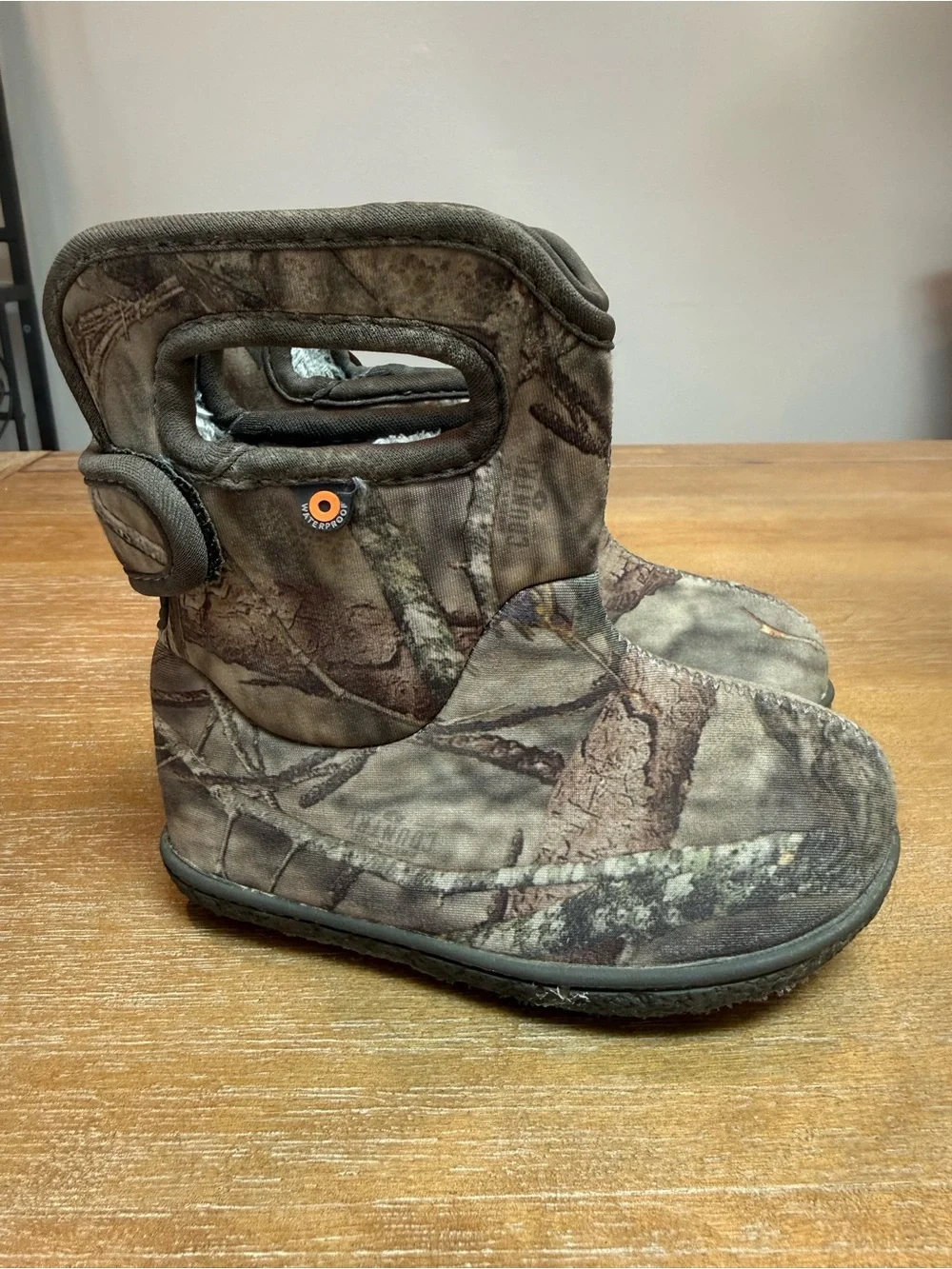 Baby Bogs II Rain Boots Waterproof Imsulated Mossy Oak Pull On Handles Sz 7